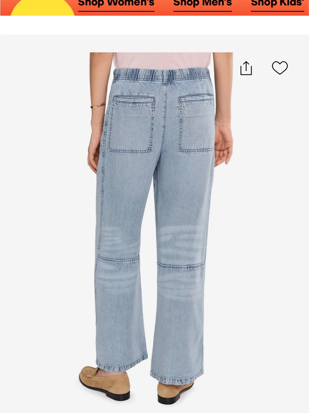 Splendid Lounge Denim straight pants: light wash drawstring size small - Picture 3 of 8